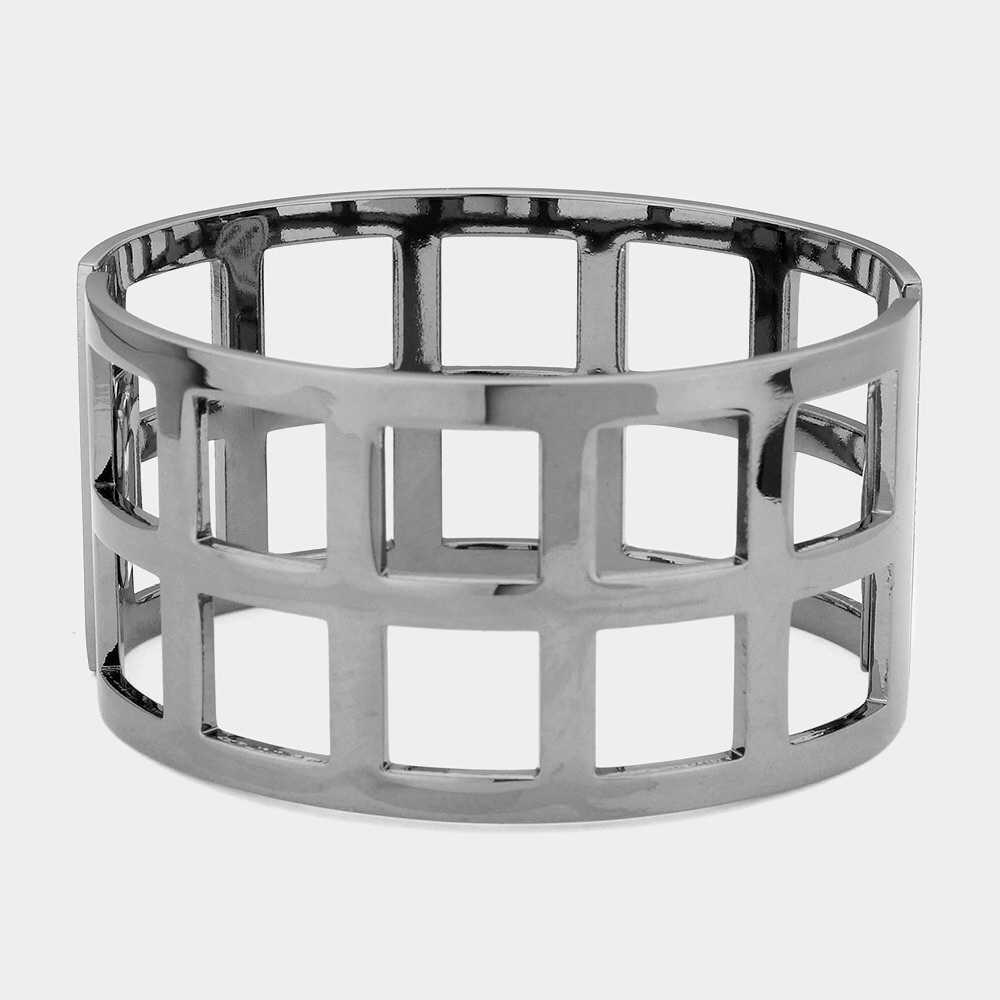 Hematite Cut Out Hearts Metal Bangles Bracelet